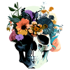 Human Skull & Flowers 38
