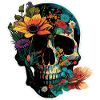 Human Skull & Flowers 40