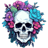 Human Skull & Flowers 29