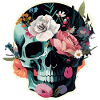 Human Skull & Flowers 36