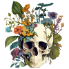 Human Skull & Flowers 26