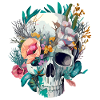Human Skull & Flowers 28