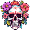 Human Skull & Flowers 30