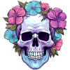 Human Skull & Flowers 32
