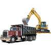 Lastwagen mit Bagger