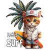 Let's Surf Cat with Surfboard