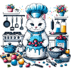 The cat is cooking