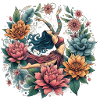 Frau tanzend mit Blumen