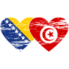 Bosnie Tunisie drapeau coeur utilisé
