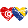 Tunisie Bosnie drapeau coeur utilisé