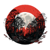 Red night in forest