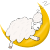 Sheep sleeping on moon