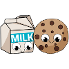 Biscotti e latte kawaii illustrazione amore match