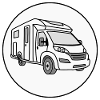 Motorhome (semi-integrated) in round white logo