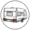 Caravan in round white logo