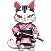 Samurai Cat & Cherry Blossoms #2