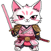Samurai Cat & Cherry Blossoms #9