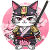 Samurai Cat & Cherry Blossoms #6