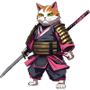 Samurai Cat & Cherry Blossoms #3