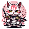 Samurai Cat & Cherry Blossoms #4