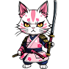 Samurai Cat & Cherry Blossoms #8