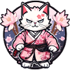 Samurai Cat & Cherry Blossoms #10