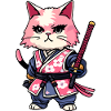 Samurai Cat & Cherry Blossoms #11