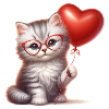 A cute kitten wearing glasses
