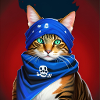 chat bandana bleu