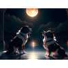 Moonlit Canine Duet