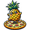 Kawaii Pineapple Dancing on Pizza