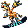 Girafe cool sur le snowboard