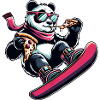 Snowboarder Panda Rose : Aventure Pizza