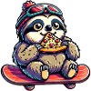 Faultier-Skateboarder: Pizza-Ride