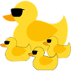 Duck family with sunglasses