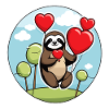 Sloth Heart Illustration Valentine's Day