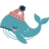 Dreamy whale with beanie hat