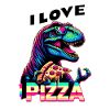 Dinosaur Pizza Retro
