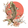 Elegant Fish with Cherry Blossoms Design