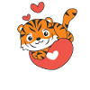 Tigre Saint-Valentin Animaux mignons Coeurs