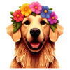 Dog with flowers