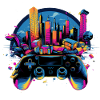 Gaming Universe: Controller & Cityscape Art