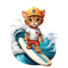 Cat Surfer Catch the Wave