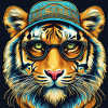 Tiger Kopf mit Brille Nerd