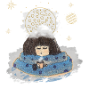 Fracless girl with coffee