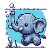 Amigurumi elephant diving in water