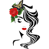 Face with butterfly and rose
