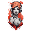 Cyberpunk woman with headphones