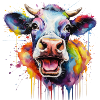 Colorato Mucca Pop Art, Mucca Arcobaleno, Animale
