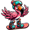 Süßer Comic Flamingo Snowboarder Snowboarding